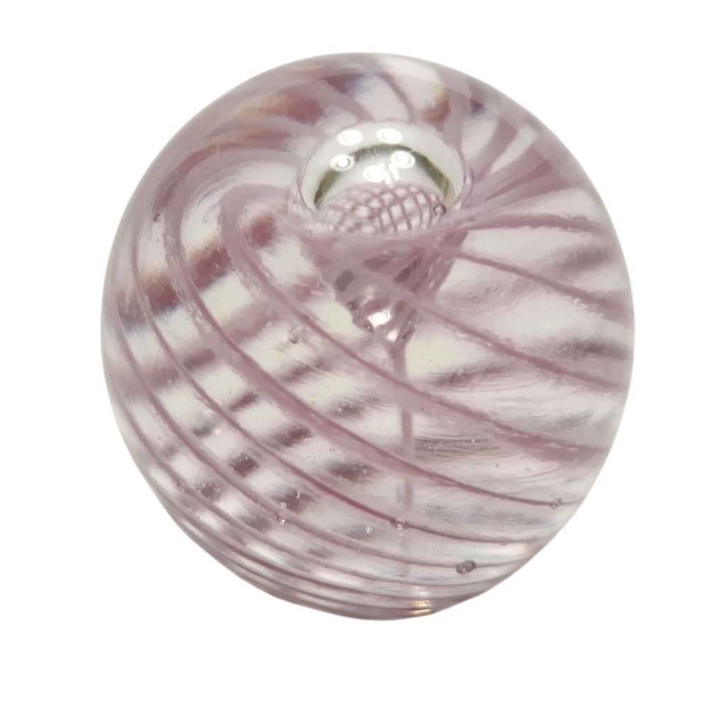 Vintage Paperweight Small Purple Swirl Bubble Round‎ Lavender 2.5 in Tall